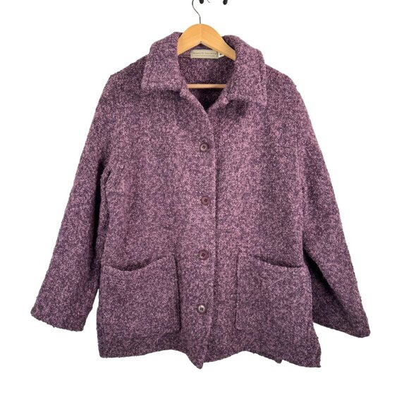 Weave of the Irish hand knitted Wool‎ blend cardigan purple sz M - Picture 1 of 7